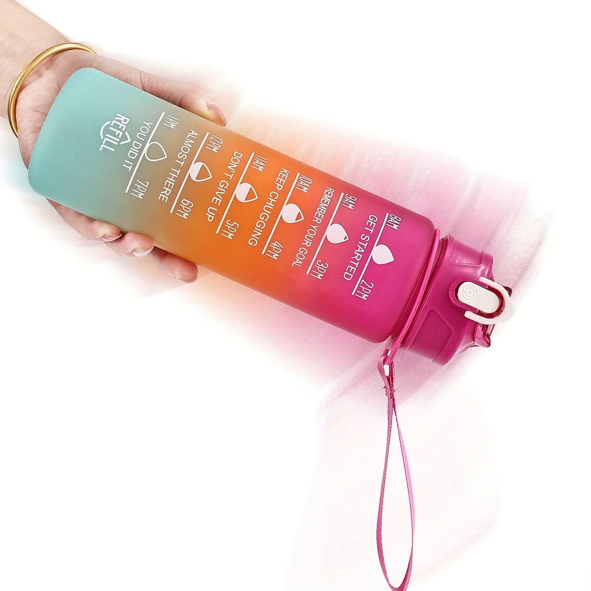 Gradient Water Bottle with Straw for Hydration