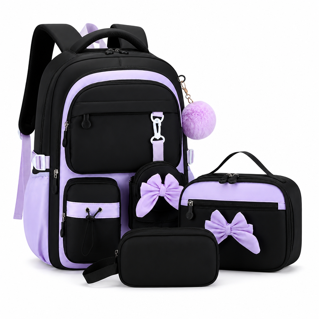 Large Capacity Lightweight Tablet-Compartment Backpack & Handbag Set (3-Piece Set)