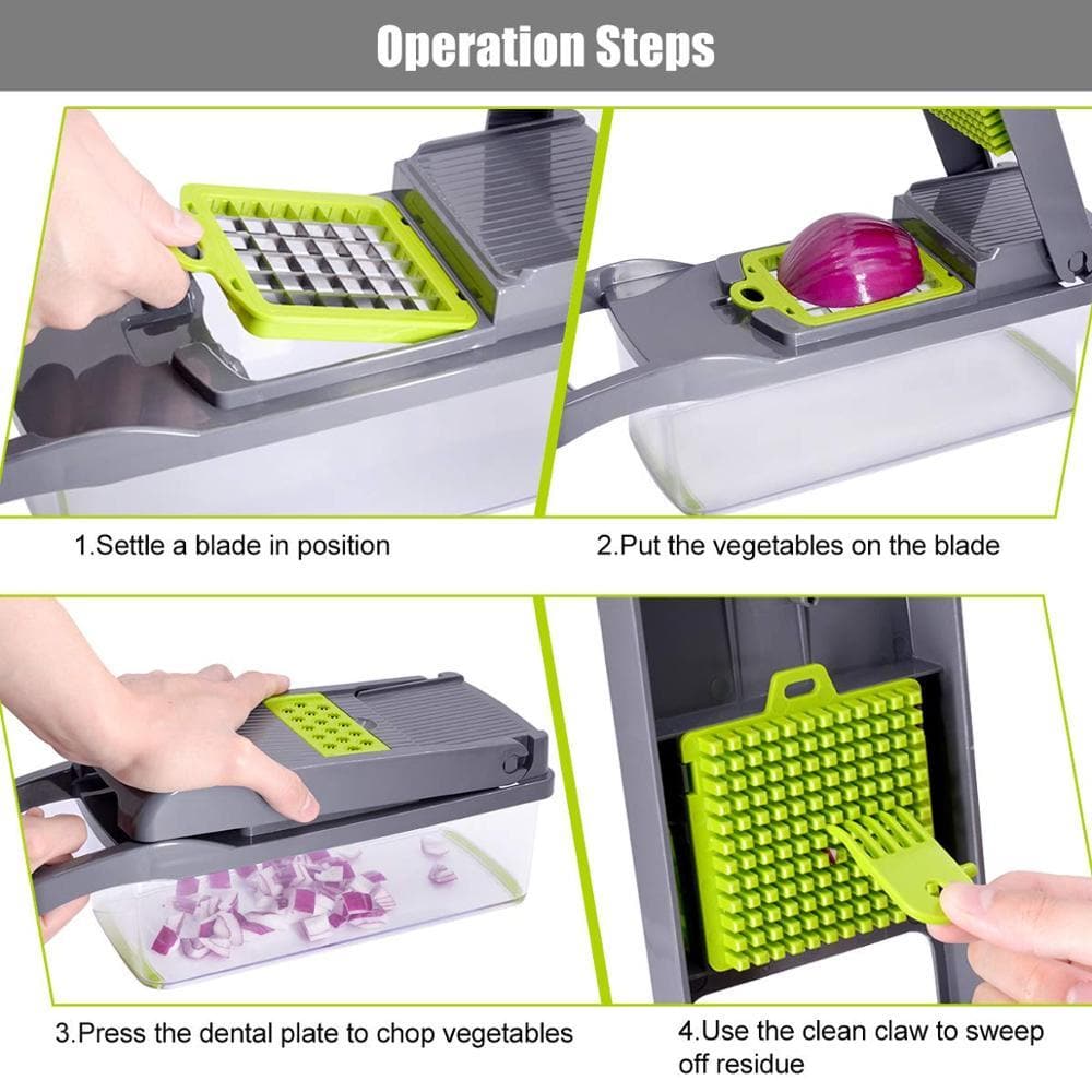 7-Blade Multi-Cutter - Safe and Precise Stainless Steel Design