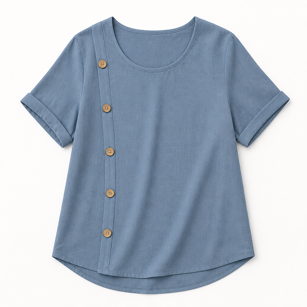 LumeaLuxe™ – Comfortable Cotton Shirt Featuring Side-Button Accents
