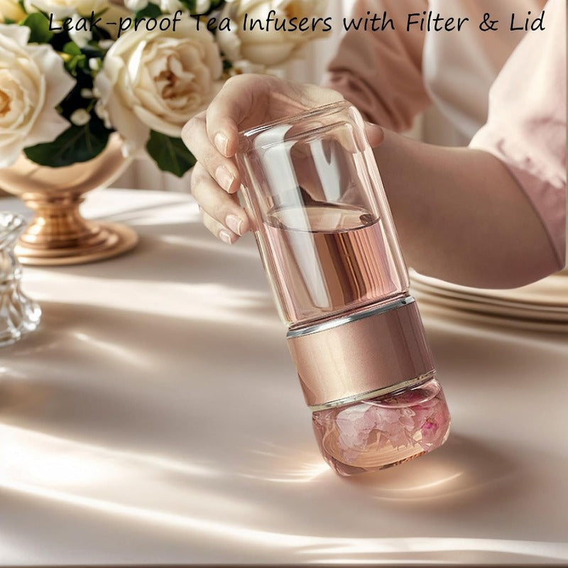 Detachable Filter Glass Bottle for Brewing Tea with Flip Control