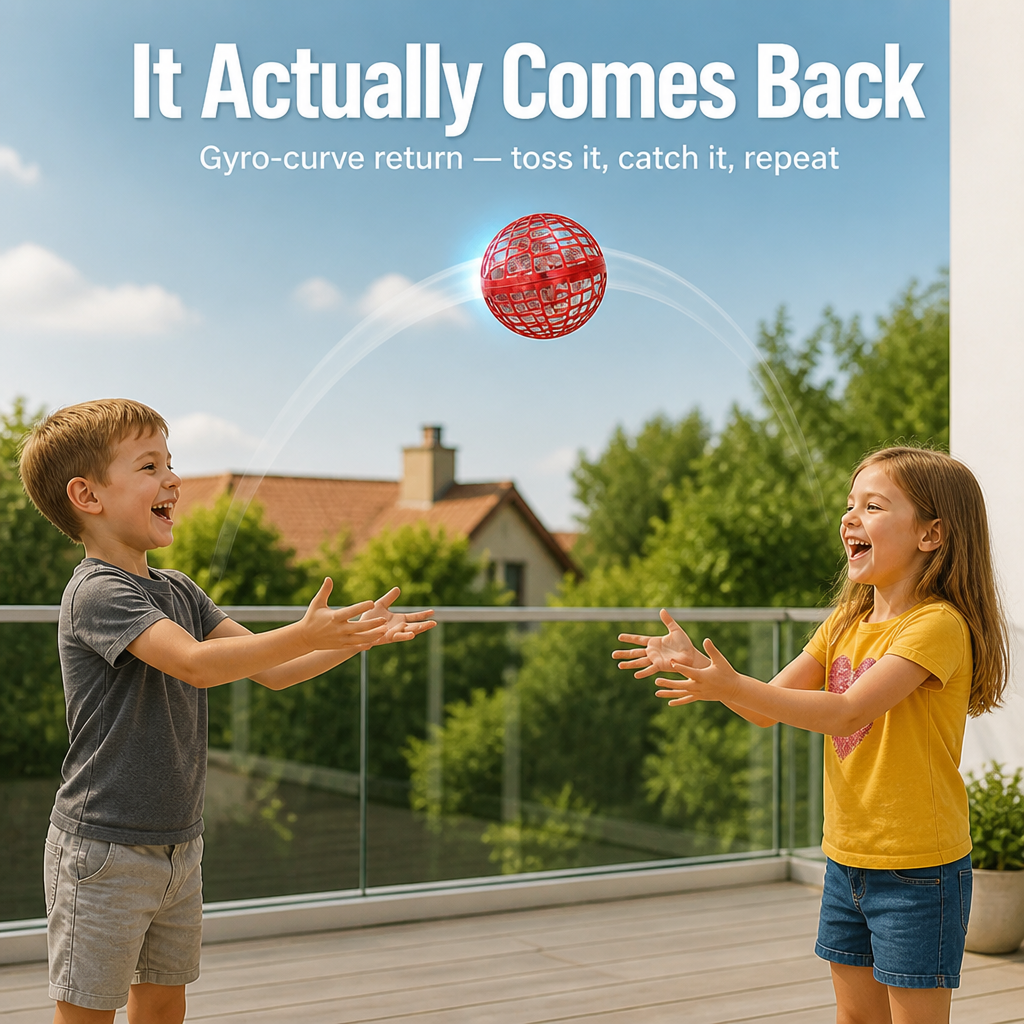 LuminaSphere™ — Float, Boomerang Back & Grab Mid-Air, One-Hand Tossable
