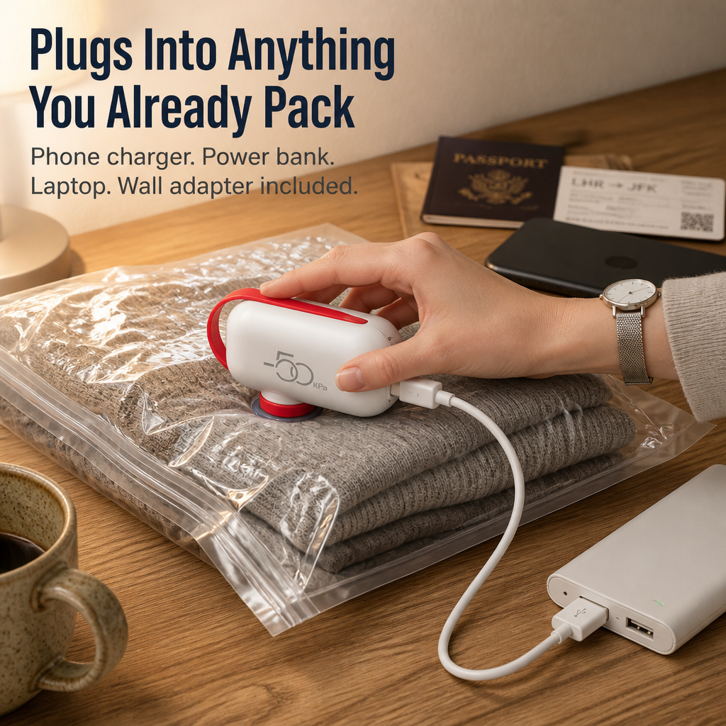VoltPack™ — Compress Your Suitcase 80% Using a Pocket USB Vacuum Pump