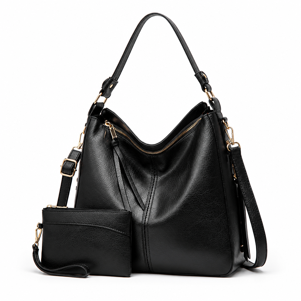 Genuine Leather Gold Hardware Hobo Shoulder Bag