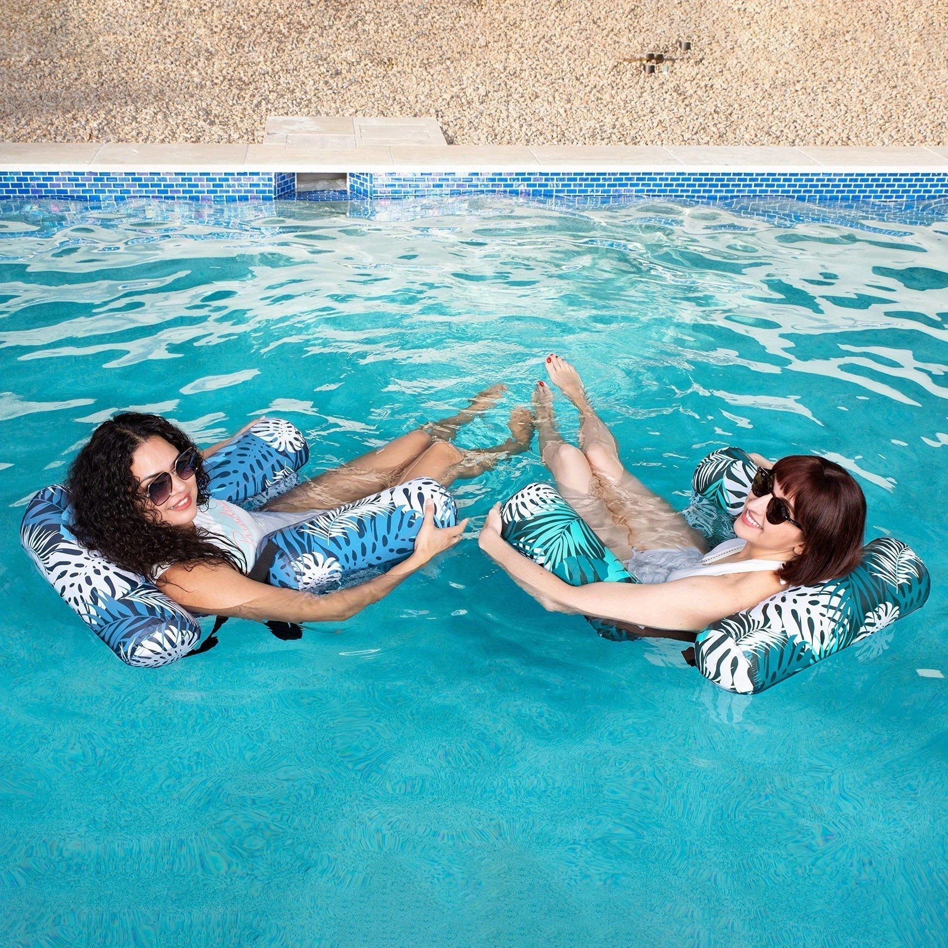 Tropical Leaf Pattern Inflatable Water Hammock