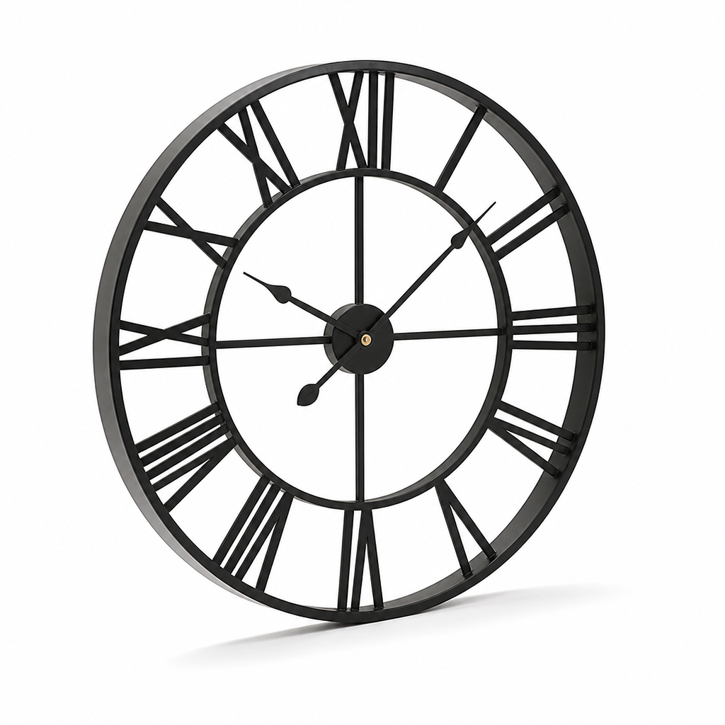 Silent Metal & Acrylic Roman Numeral Wall Clock (40cm)
