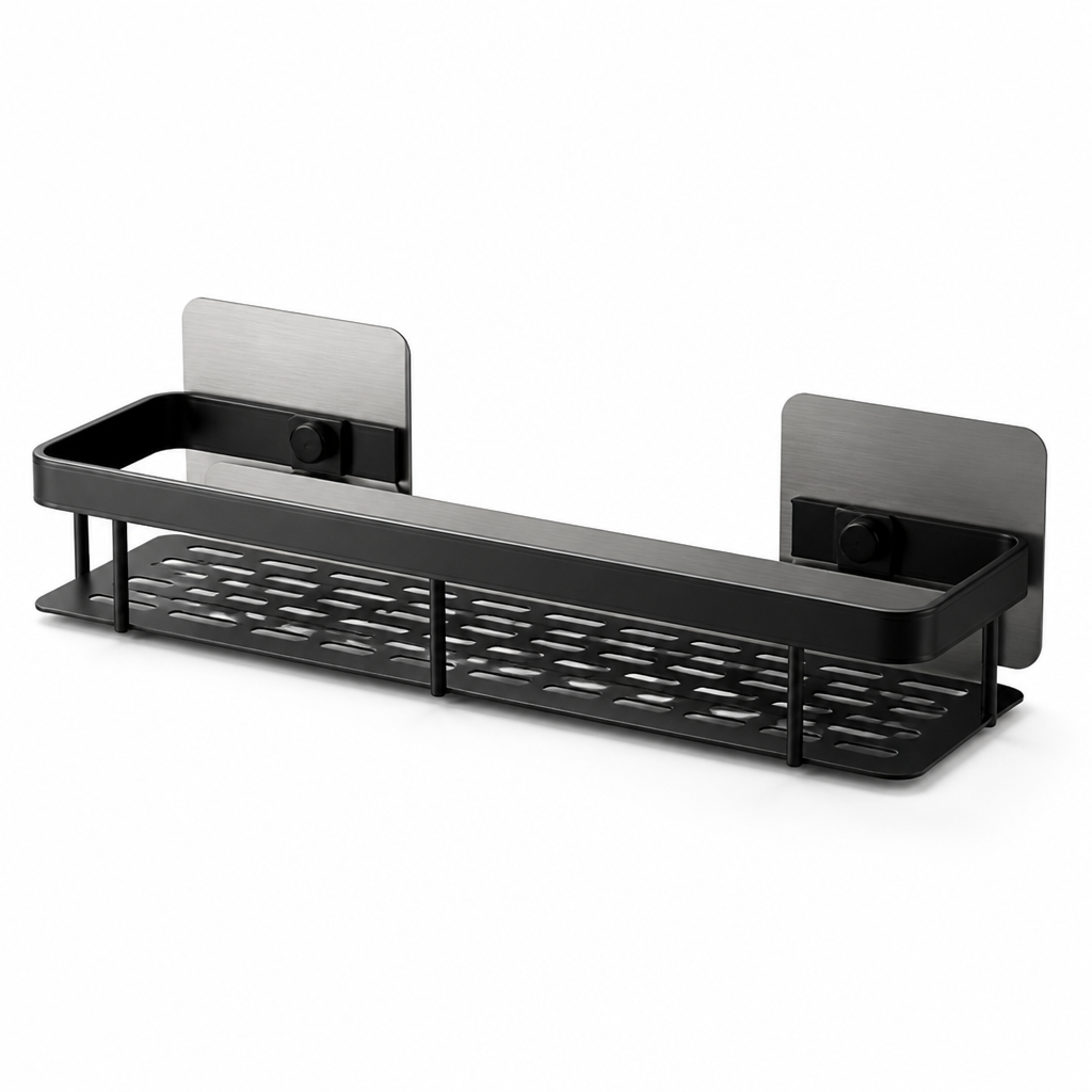 Self-Adhesive Drill-Free Stainless Steel Bathroom Wall Shelf (Holds 11 lb)