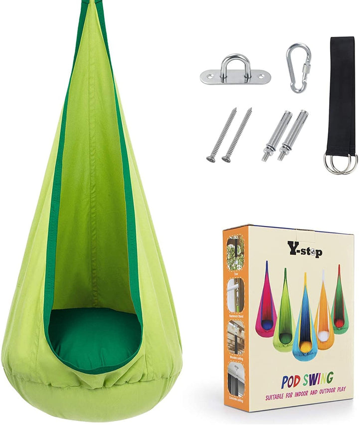 Children's Hanging Chair with Cushion and Storage Pocket