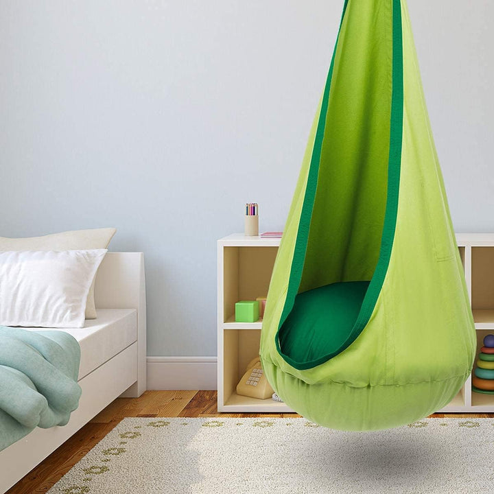 Children's Hanging Chair with Cushion and Storage Pocket