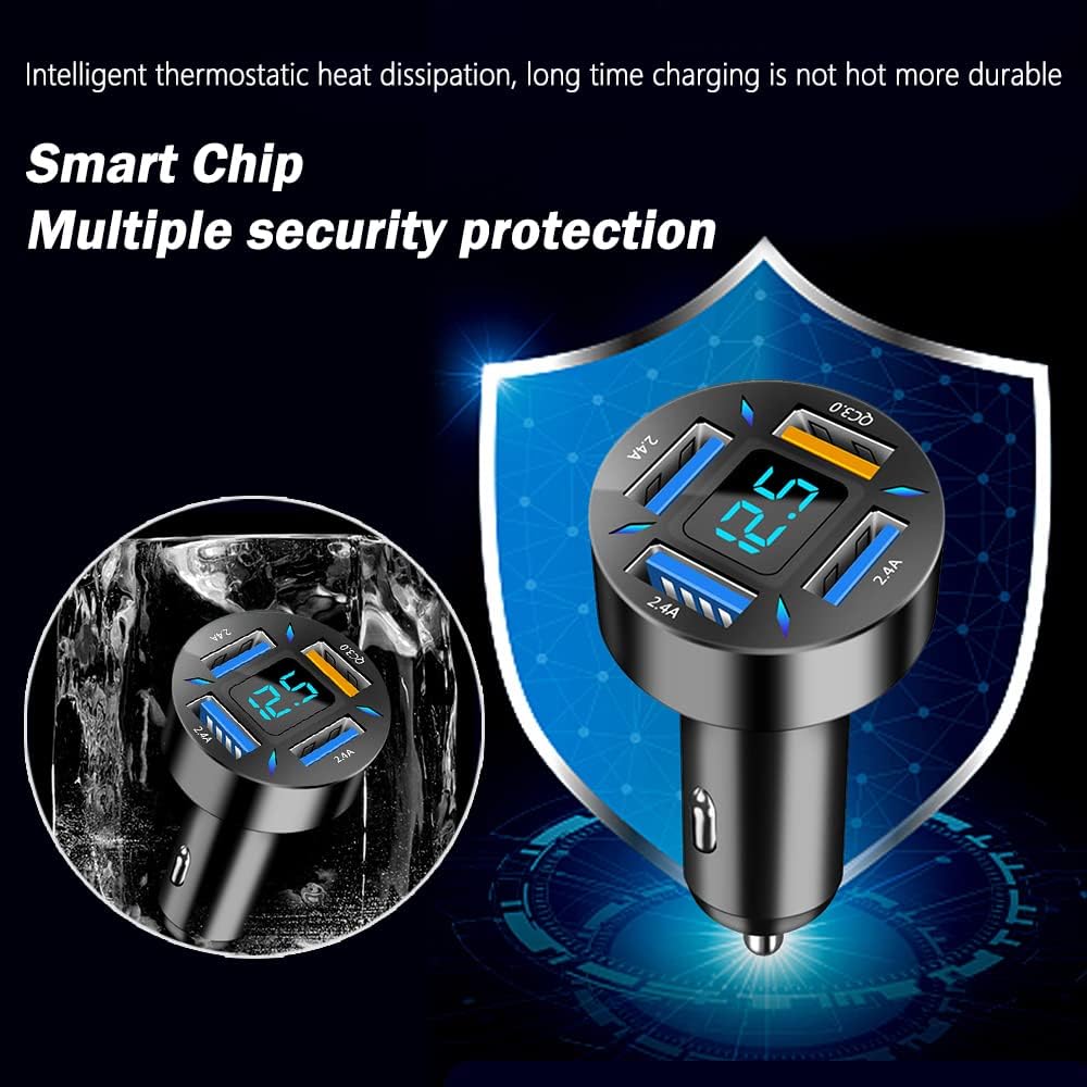 USB-C PD and QC 3.0 Car Charger with LED Voltmeter