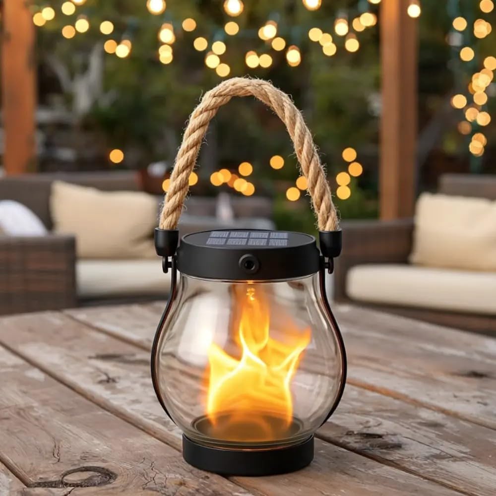 Flickering Flame Solar Lantern for Garden – Nighttime Illumination
