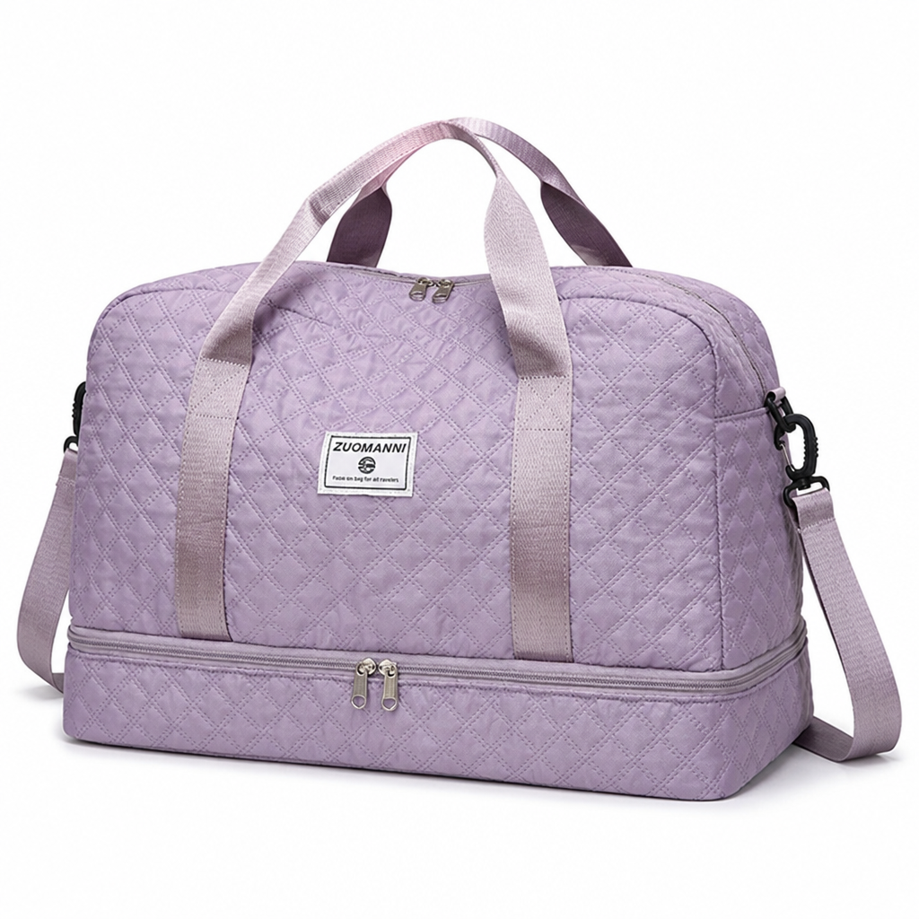 Water-Repellent Nylon Weekender Bag (Shoe & Wet Compartments)