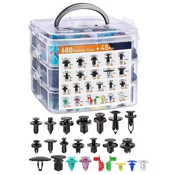 680-Piece Car Clip Fasteners Set with Organizer Box