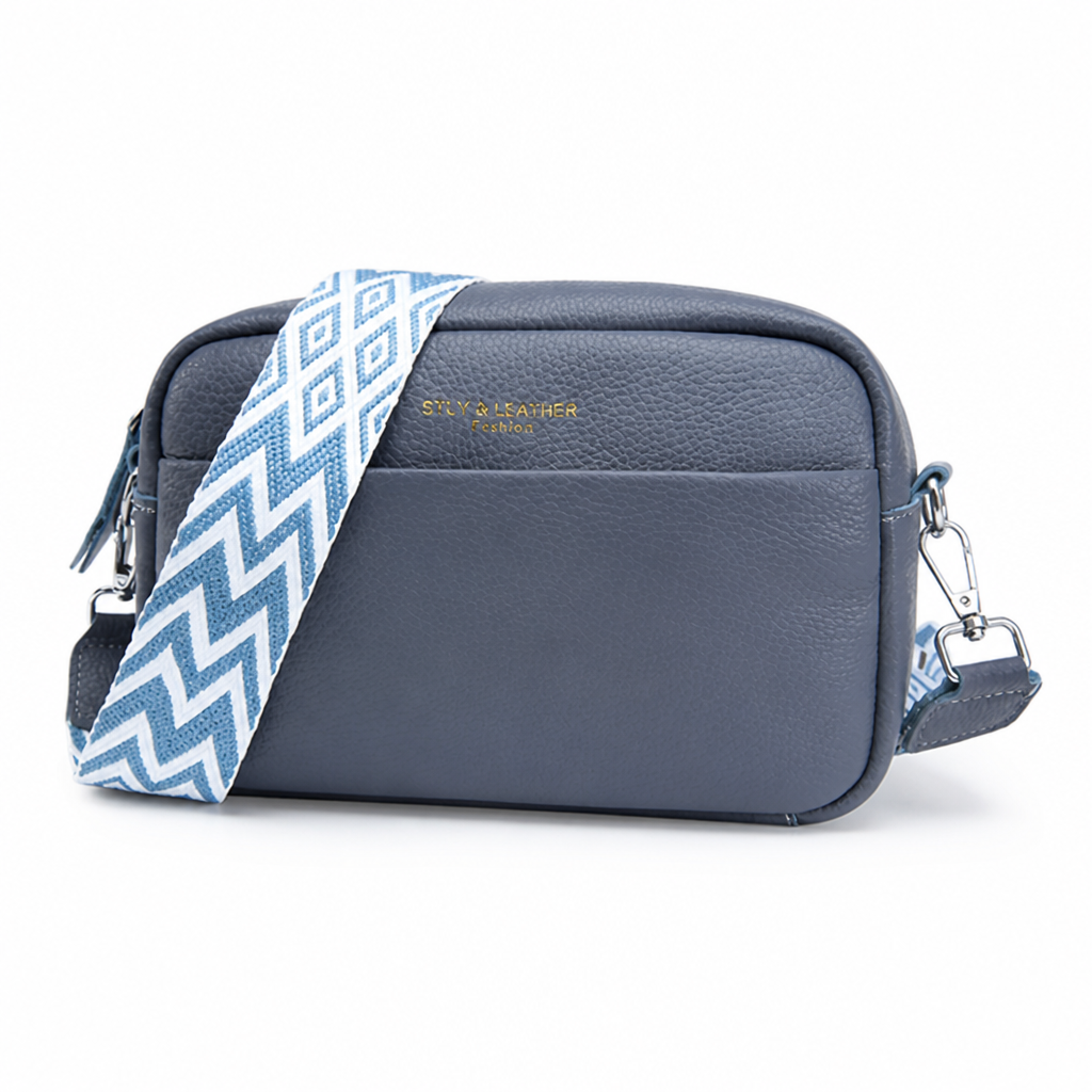 Genuine Leather Crossbody Camera Bag (Detachable Geometric Strap)