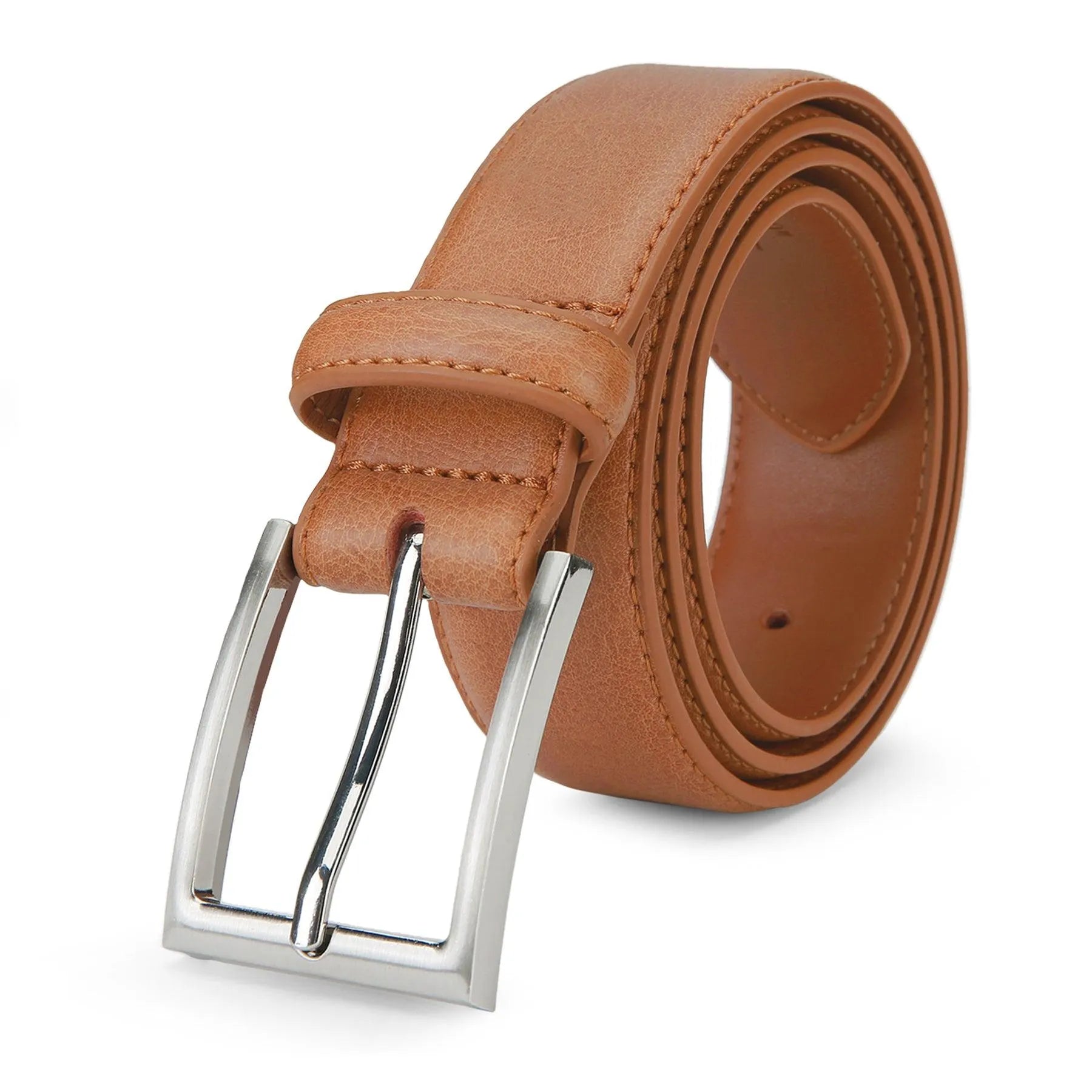 Classic Prong Buckle Leather Belt in High-Quality Material