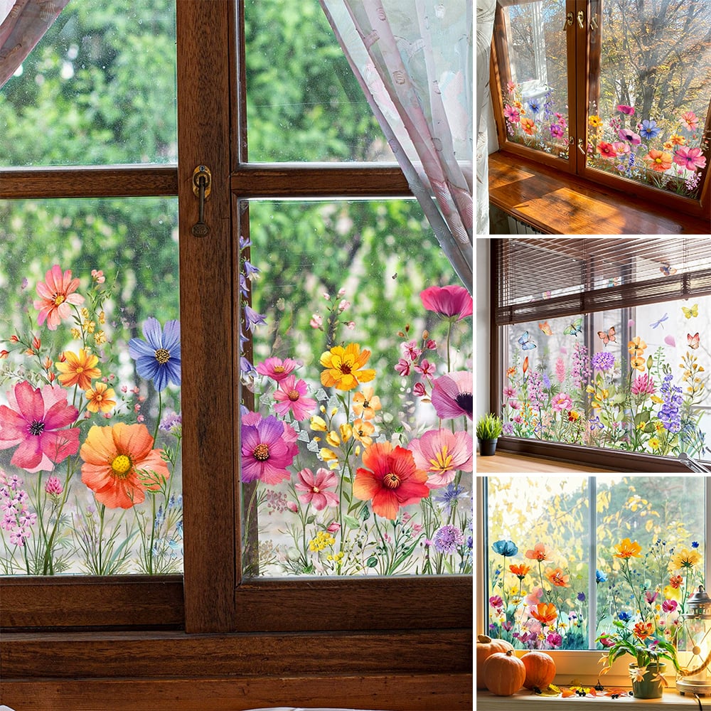 Floral and Butterfly Window Decals – Nature-Inspired Design