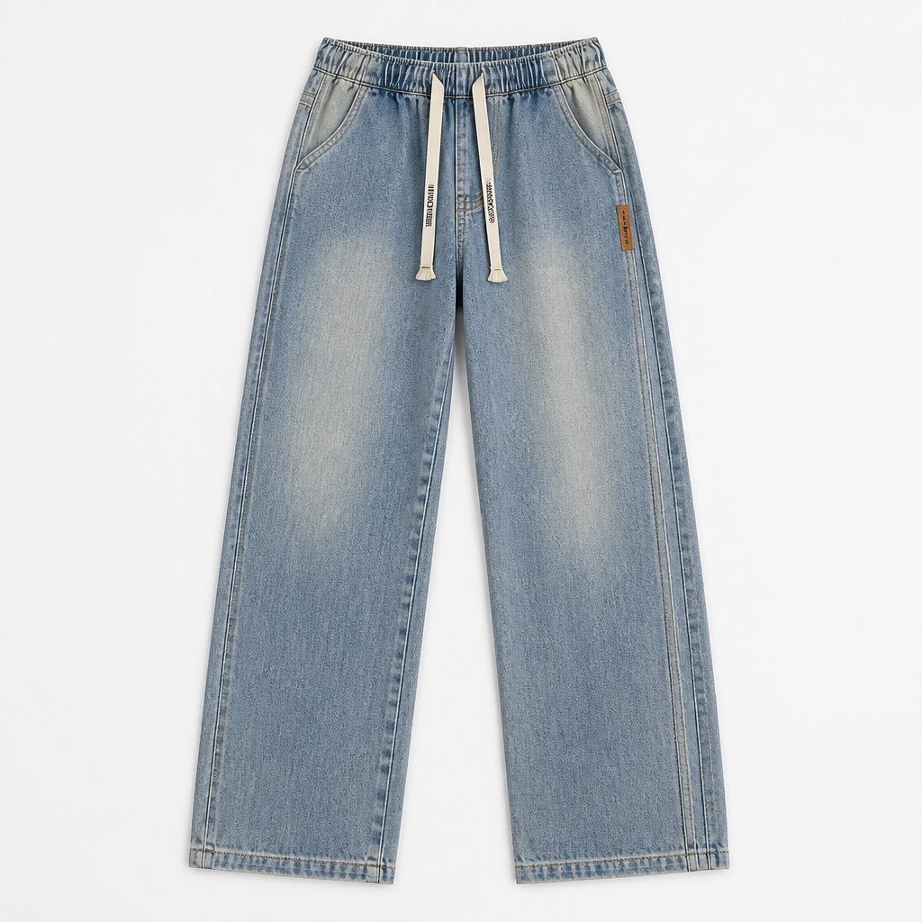 BrezeLane™ – Airy Drawstring Relaxed Straight Summer Jeans