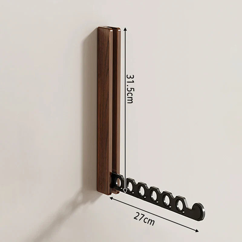 Space-Saving Wooden Wall-Mounted Clothes Rack – Foldable Design