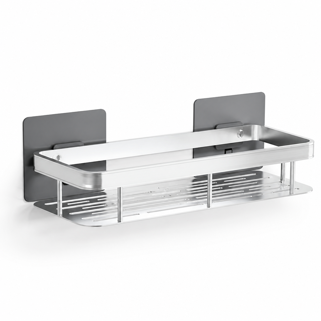 Drill-Free Self-Adhesive Stainless Steel Bathroom Shelf