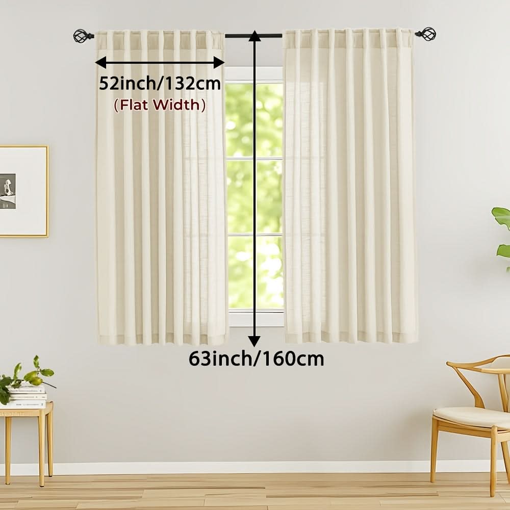 Flax Linen Sheer Curtains for Soft Light Filtering and Privacy