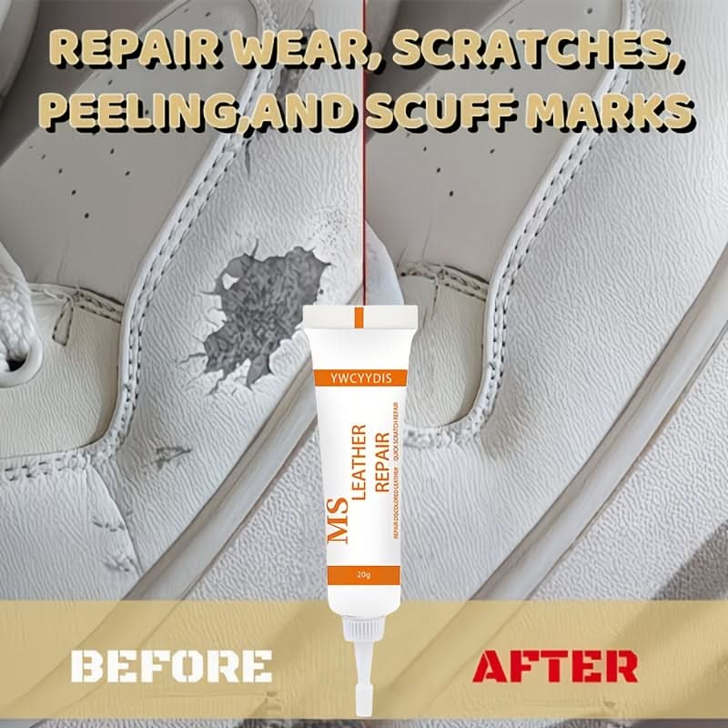 White Leather Repair Cream with Brush for Edge Filling