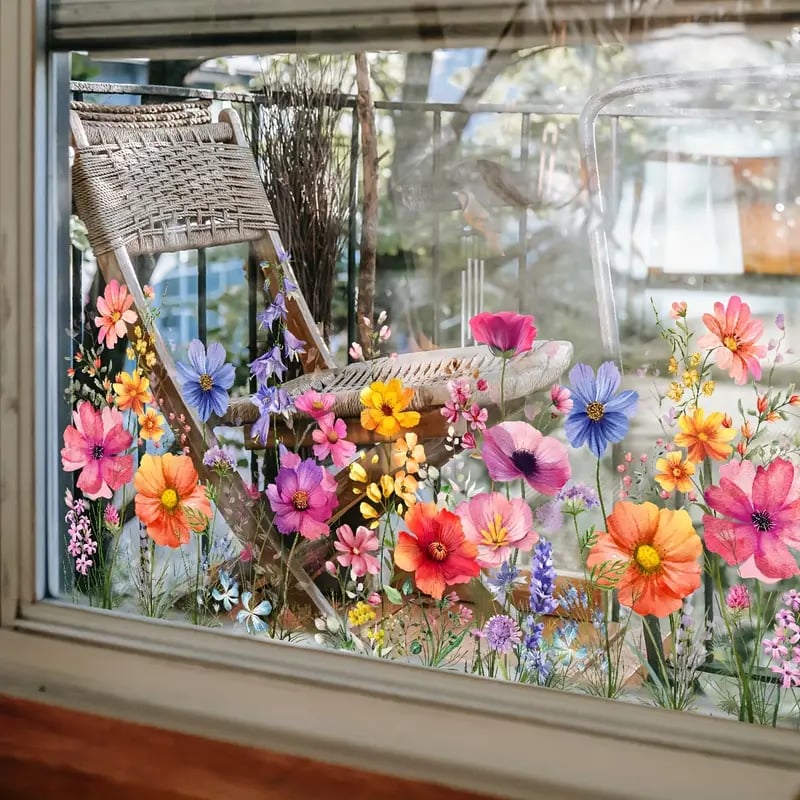 Floral and Butterfly Window Decals – Nature-Inspired Design