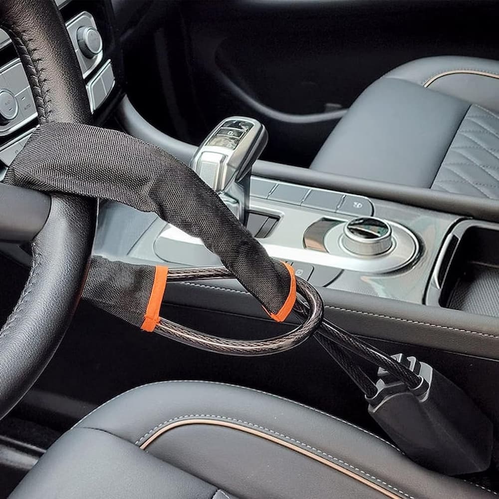 Car Anti-Theft Steering Wheel Lock with Steel Cable