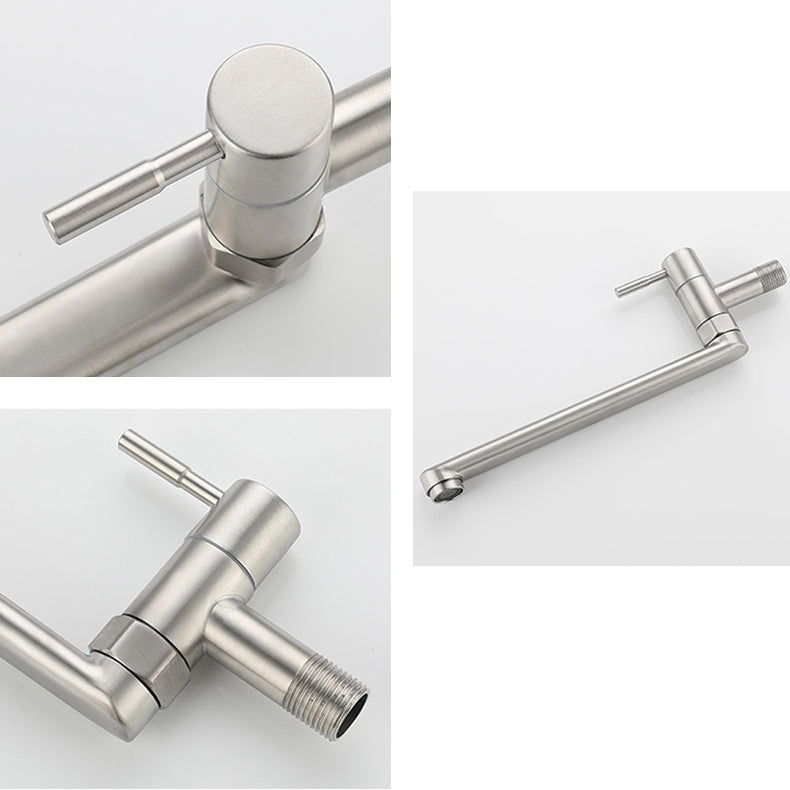 Wall-Mounted Stainless Steel Swivel Faucet – Single-Handle Pot Filler for Kitchen