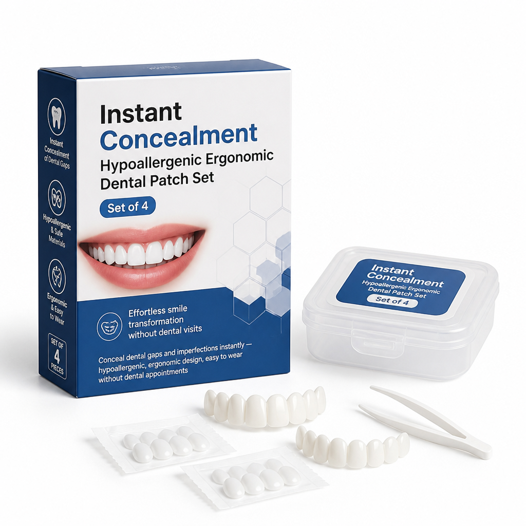 Instant Concealment Hypoallergenic Ergonomic Dental Patch Set (Set of 4)