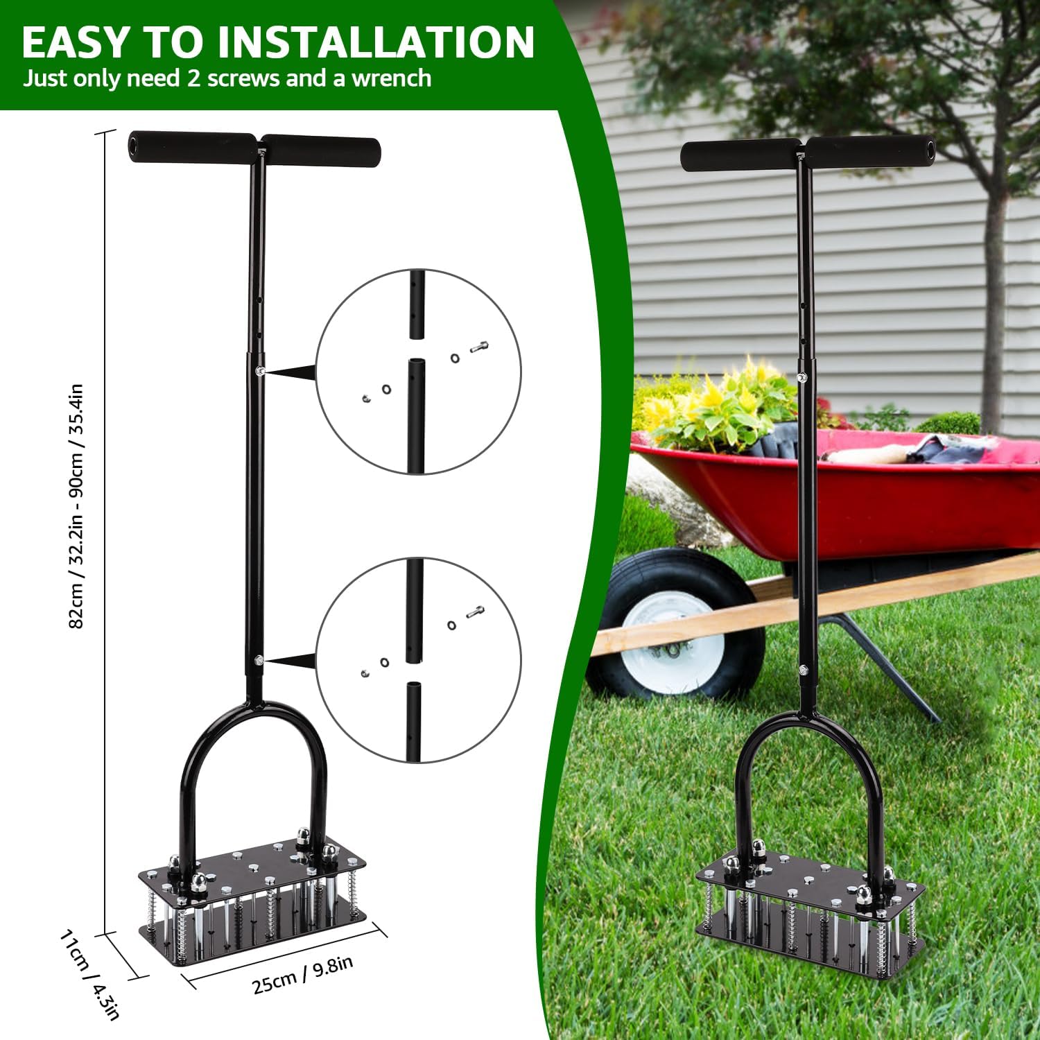 Self-Cleaning Lawn Aerator – Adjustable Height Tool