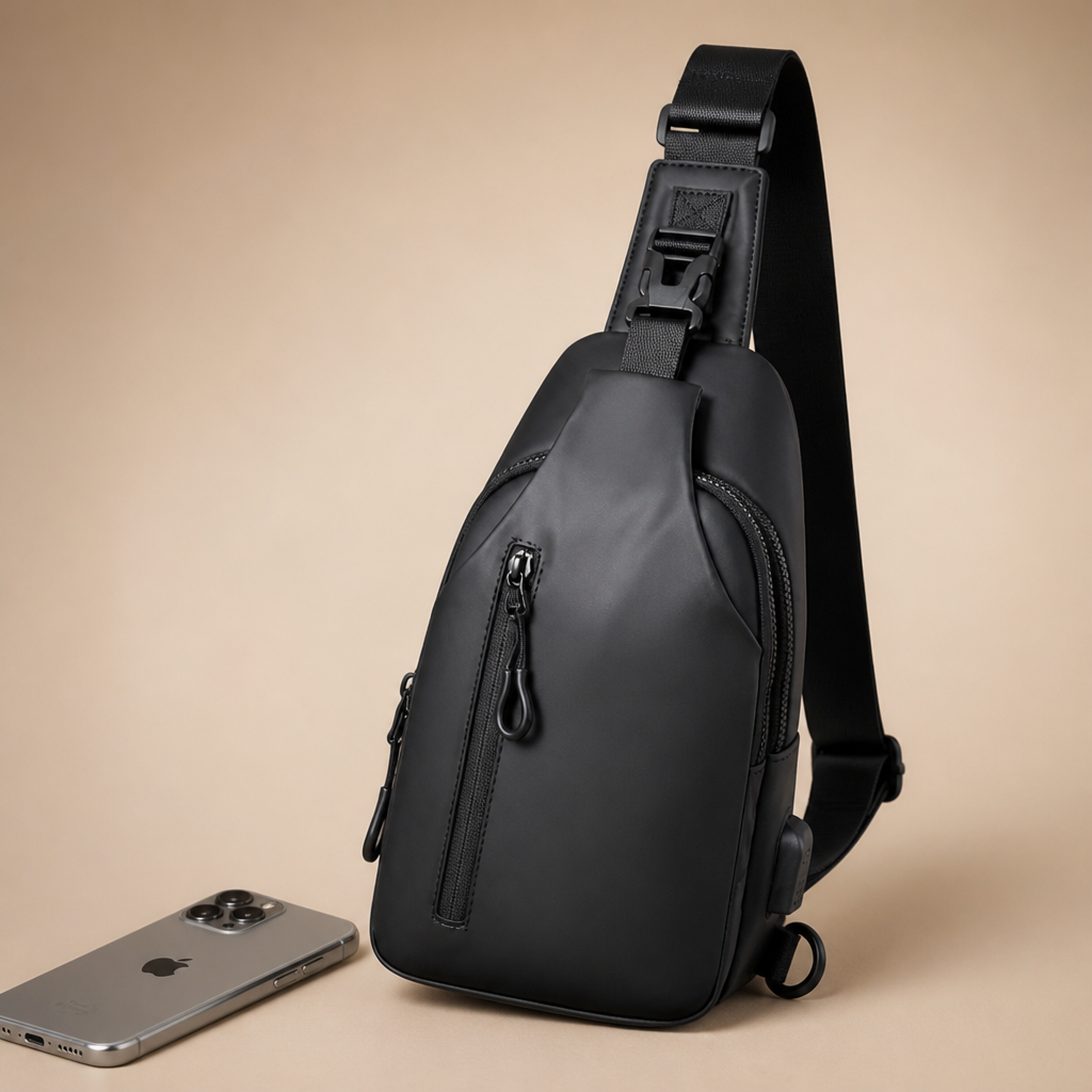 VertaShield™ – Waterproof Crossbody Sling Bag with USB Charging Port