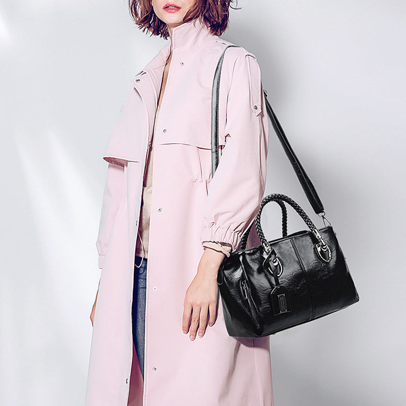 Soft Oiled Wax Leather Large Boston Tote Bag