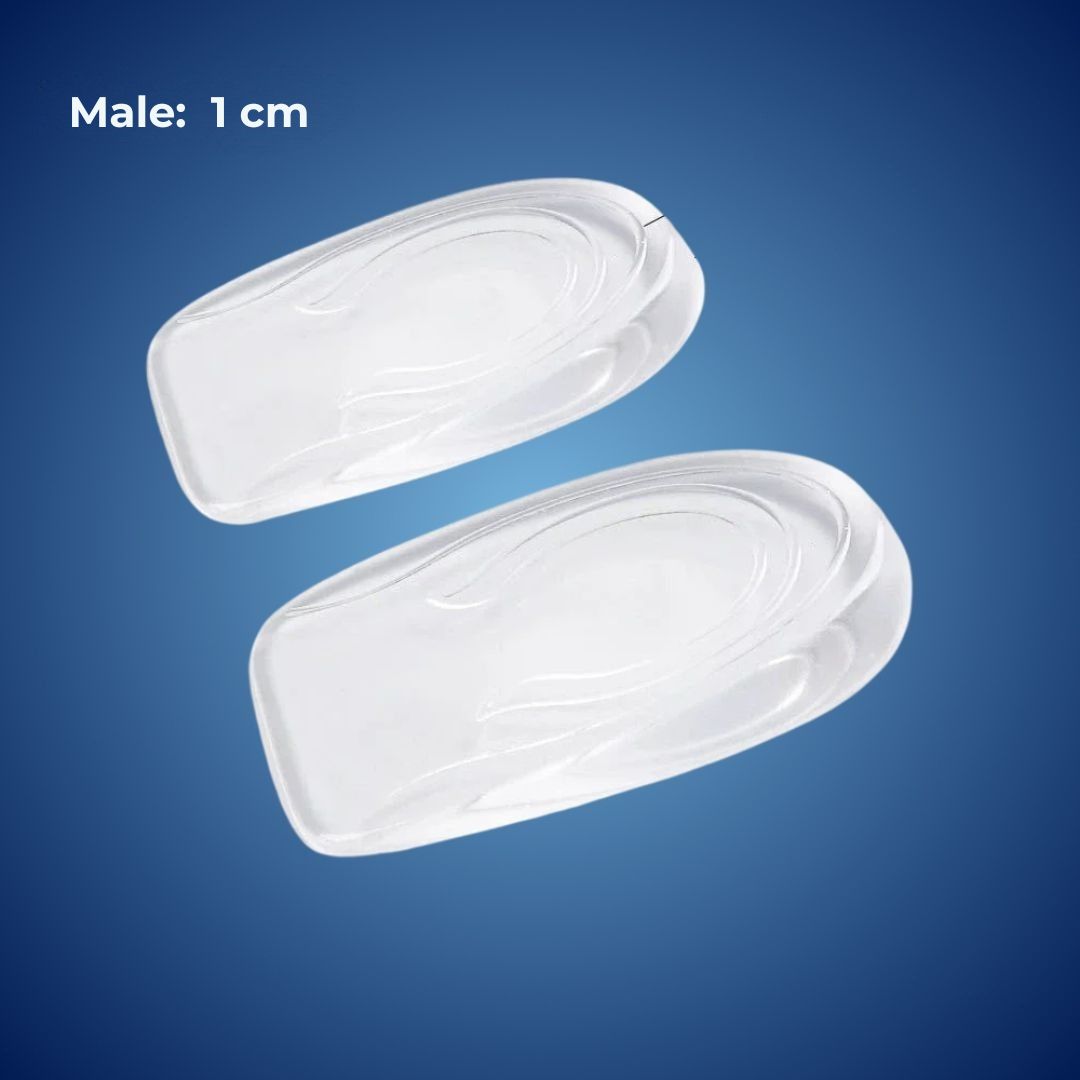 Height Increasing Insoles and Silicone Gel Heel Cushions for Plantar Fasciitis