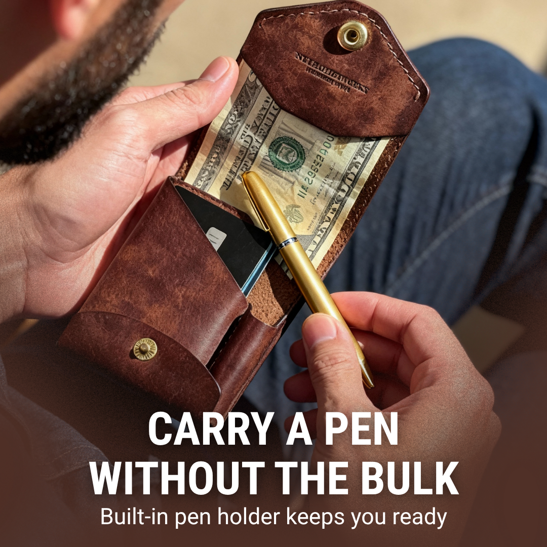 Classic PU Leather Wallet Featuring Pen Slot