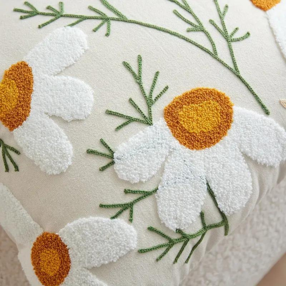 Floral and Botanical Embroidered Pillowcase