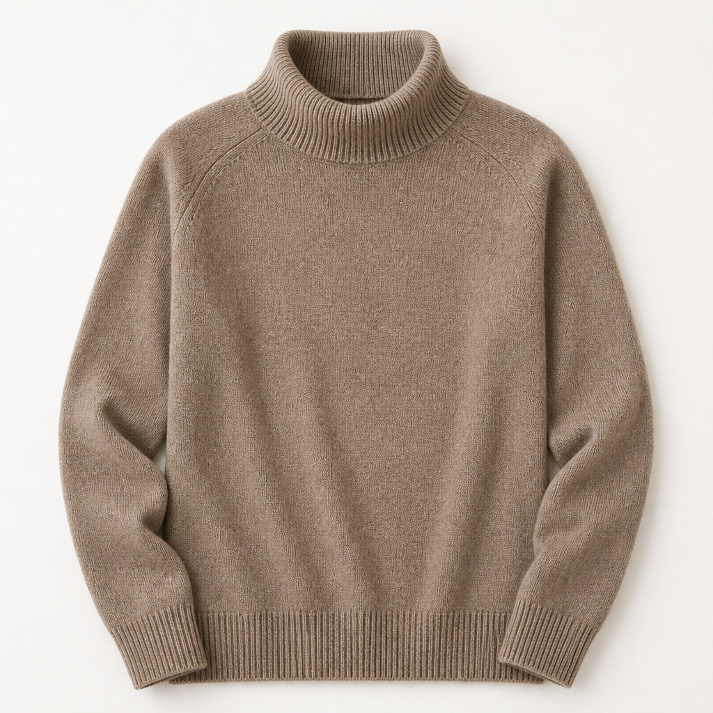 ArcticSilk™ – Comfortable Relaxed-Fit Turtleneck Sweater Featuring Ribbed Edges