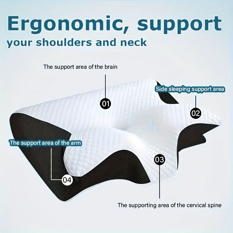 Contoured Neck Pillow with Memory Foam for Comfort and Support