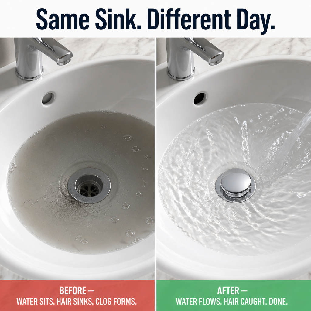 AquaSealPro™ — Catch Hair, Seal Drains, Clean with a Single Press
