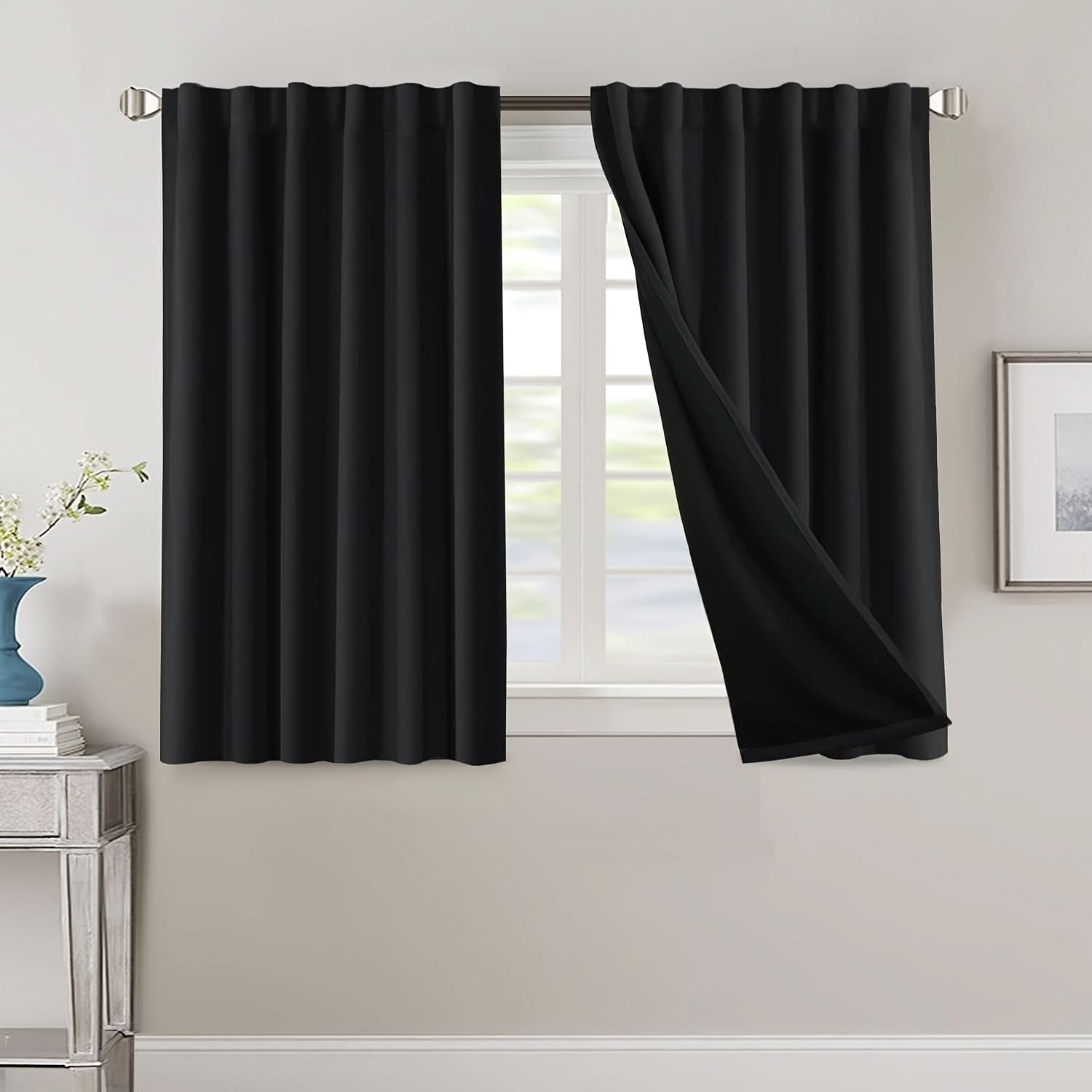 Blackout Curtains for Living Room and Bedroom – Long Black Design