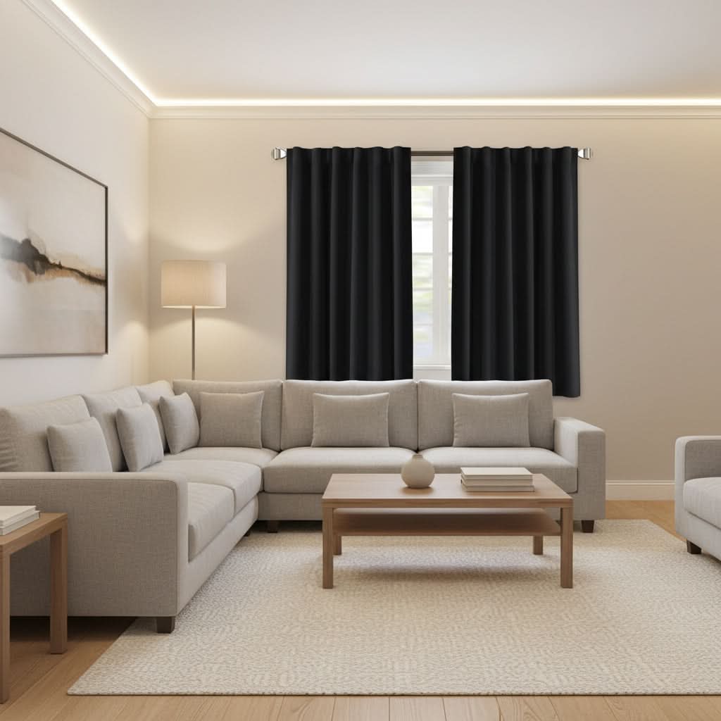 Blackout Curtains for Living Room and Bedroom – Long Black Design