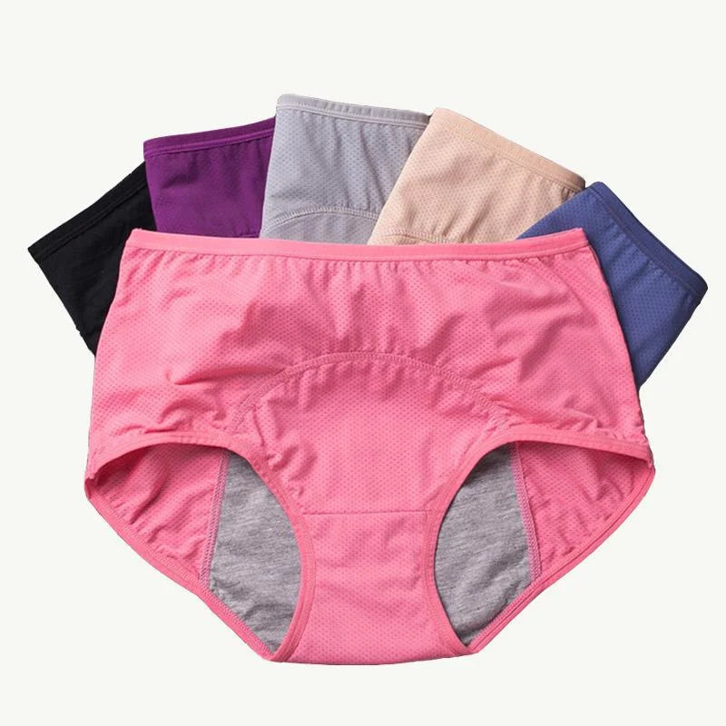 Absorbent Cotton Underwear for Women – High-Waisted Leak-Proof Panties, Plus Sizes