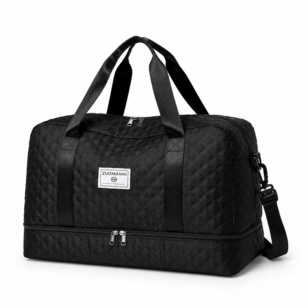 Water-Repellent Nylon Weekender Bag (Shoe & Wet Compartments)