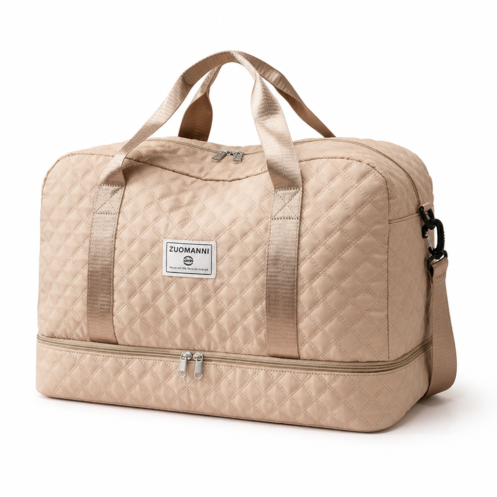 Water-Repellent Nylon Weekender Bag (Shoe & Wet Compartments)