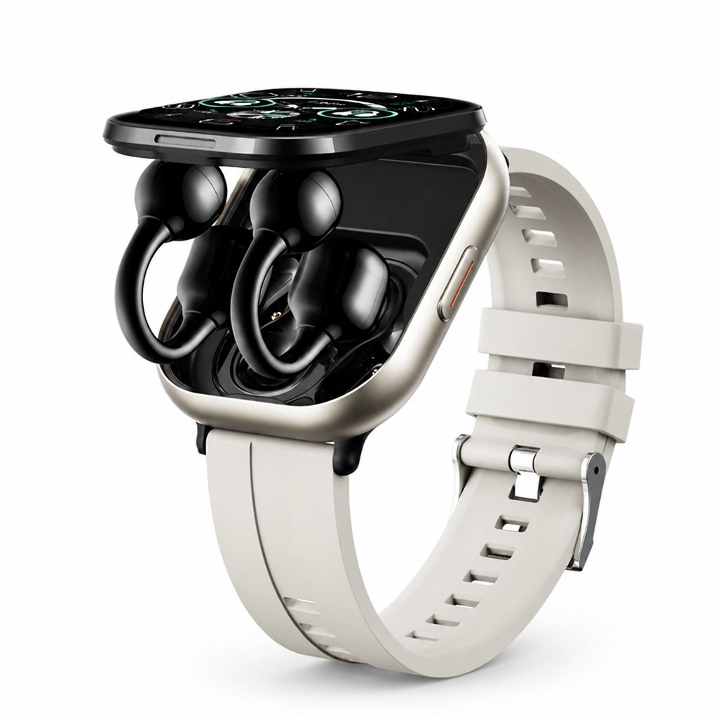 HD Touchscreen Smartwatch With Integrated Wireless Earbuds