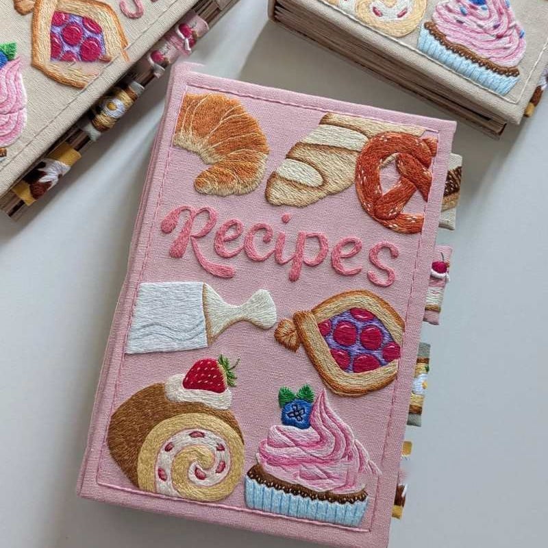 Notebook | Handmade Recipe Journal | Embroidered Fabric Cover | RecipeHeart