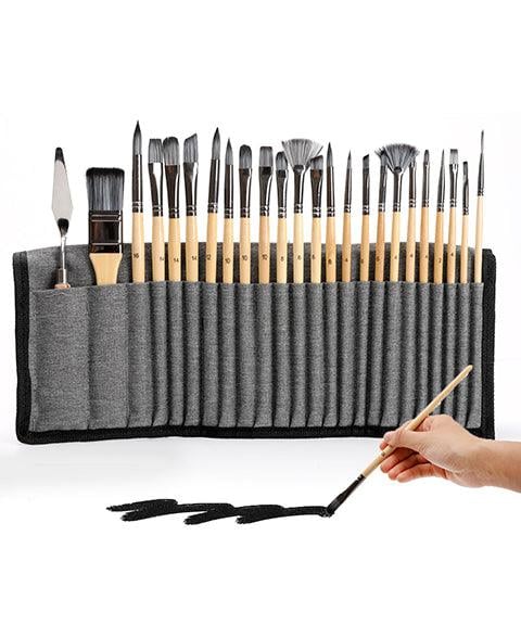 7 Brush Shapes and Palette Knife – 24-Piece Makeup Brush Set with Case
