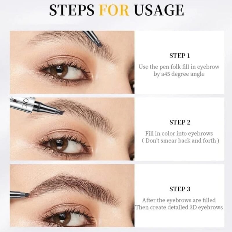 4-Tip Eyebrow Pencil for Microblading – Waterproof 3D Precision Formula