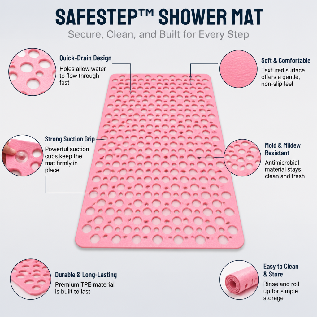 SafeStep™ — Feel Rock-Solid Safety and Freshness Every Time You Shower