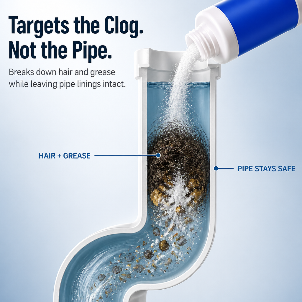VitaFlow™ Drain Rescue — Dissolve Tough Blockages Fast Without Damaging Your Pipes