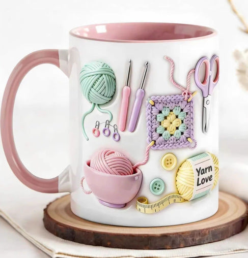 Crochet Patterned Ceramic Coffee Mug